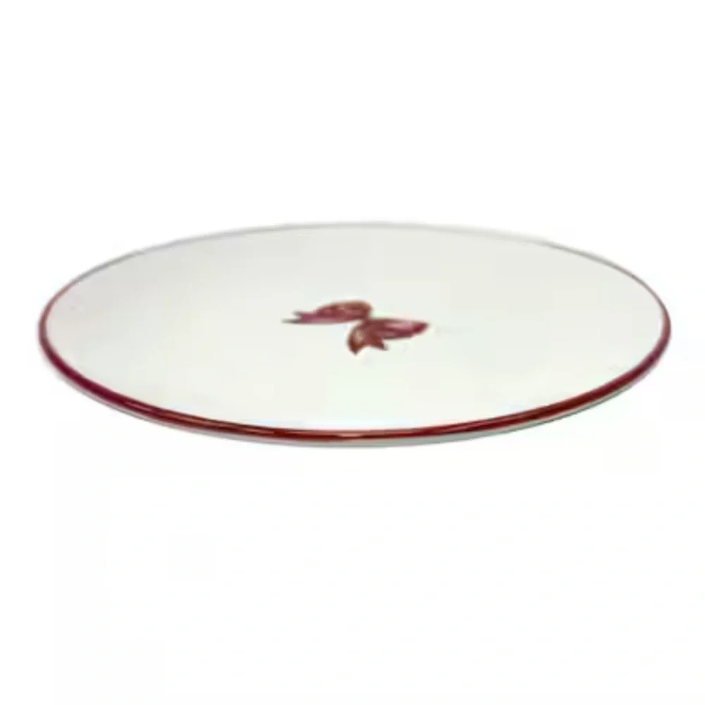 New! Set of 2 Red Bow Ceramic Plates, 6” diameter, by Makery, Valentine’s Day